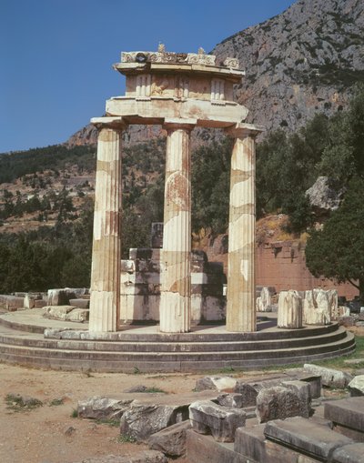 View of the tholos temple at the Sanctuary of Athena Pronaia by Greek